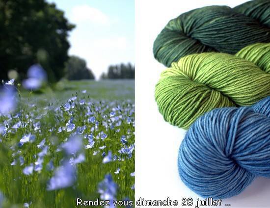 Du bleu et des verts laine teintes artisanalement.