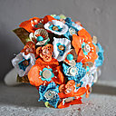 Pavots Orange, perles turquoises et vichy.