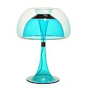 Seventies. Lampe à poser en polycarbonate transparent et teinté, interrupteur tactile, éclairage Led, « Aurelia » 480 € le Bazar de l’Electricité.