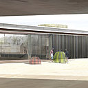 Les espaces d’exposition donnent sur la cour intérieure.