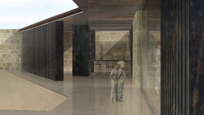 Béton, verre, acier corten et pierre de taille constituent les matériaux principaux de l’édifice.