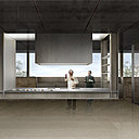 La cuisine expérimentale, futuriste est entièrement équipée.