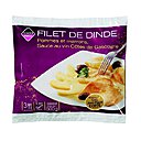 En plat principal, un filet de dinde aux marrons et pommes cuit dans une sauce au vin de Gascogne, Leader Price.