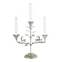 Grand bougeoir triple orné de cervidés très décoratifs. Côté Table.