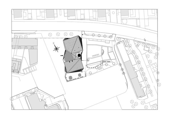 Plan de masse du bâtiment au sein du quartier.