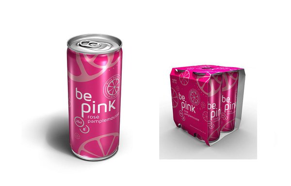 Nomade, rigolo et pratique pour un apéro dehors, le rosé-pamplemousse Be Pink Pack s'affiche maintenant en canettes!