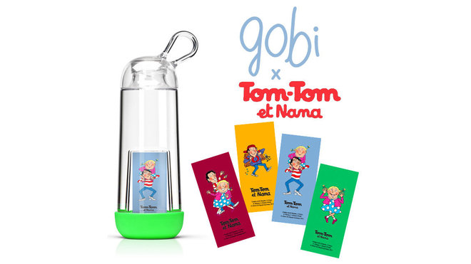 En partenariat avec Bayard, Gobilab propose aux écologistes en herbe une gourde à l’image de leurs héros Tom-Tom et Nana, Sam Sam, ou Kokeshi.