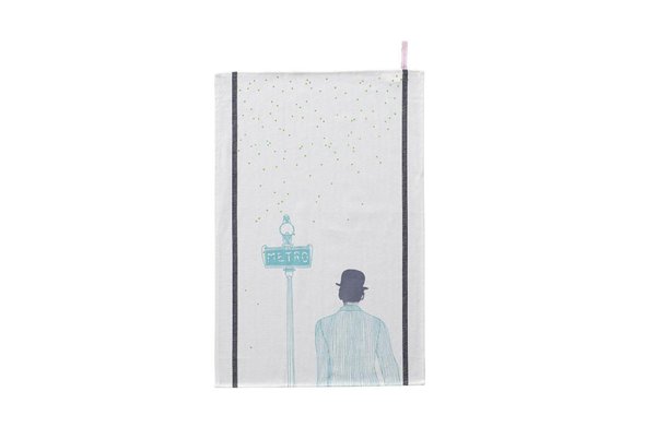 Emblématique de Paris, le métropolitain orne ce torchon. Chapeau. La Cerise sur le Gâteau.