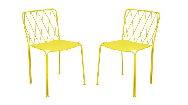 Chaises en acier. 44 x 50 x 80 cm 360 € les 2. Chaises Kintbury. Fermob pour Camif. Chaises en acier. 44 x 50 x 80 cm 360 € les 2. Chaises Kintbury. Fermob pour Camif.