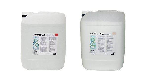 Promous et Aquafuge, deux produits recommandés pour démousser puis imperméabiliser le dallage.