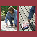 Etape 1 : Nettoyez la terrasse avec une brosse et un chiffon humide. Il ne doit rester ni terre ni poussière sur la surface.