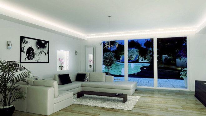 Posée proche du plafond, la Strip Led fait tout le tour de la pièce pour l’éclairer de mille feux. Environ 104 € les 3 mètres de ruban.