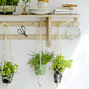 Au lieu d’acheter directement des pots à suspendre, vous pouvez réaliser vous-même des supports en macramé.