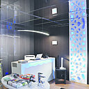 A l’accueil du showroom, HIM a imaginé un comptoir lumineux, ainsi qu’un panneau 3D en Corian, une idée de décoration futuriste qui pourrait séduire architectes, hôteliers, mais aussi les particuliers.