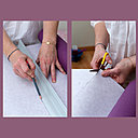 Etape 2 : Coupez un morceau de papier-peint intissé de la taille de votre emplacement (ici, un carré de 53 centimètres de côté).