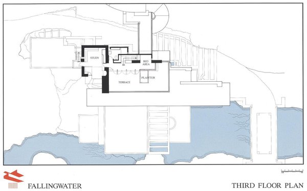Fallingwater House plan du troisième étage.
