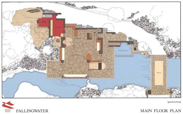 Fallingwater House plan de l'étage principal.