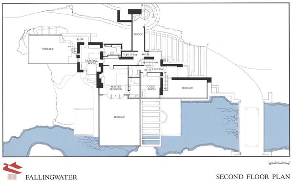 Fallingwater House plan du deuxième étage.