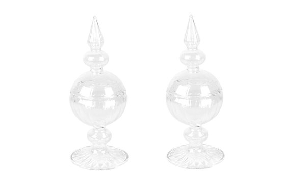 Une jolie cloche en verre pour ranger le coton. Existe en H 18, 25,5 et 29 cm. À partir de 11,75 €. Cloche boule striée sur pied. Coming B.