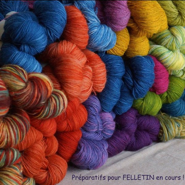 Sur le départ vers Felletin, Triscote, prépare ses magnifiques laines islandaises !