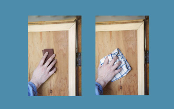 Etape 2 armoire : poncez ensuite la surface intérieure de l’armoire, puis, dépoussiérez avec un chiffon en coton.