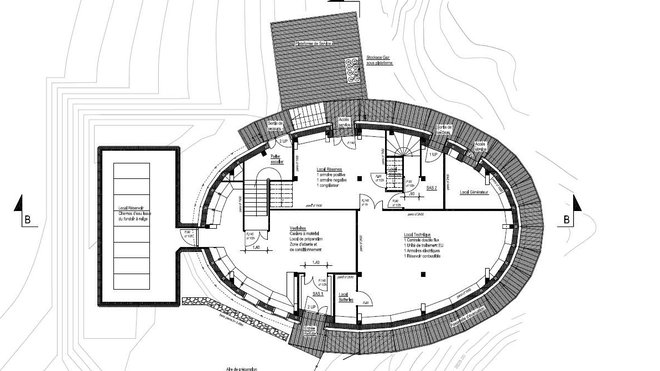Plan Refuge du Goûter: rez-de-chaussée pour l’accès, les vestiaires et les différents locaux techniques. Plan Refuge du Goûter: rez-de-chaussée pour l’accès, les vestiaires et les différents locaux techniques.