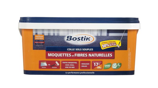 Colle pour les moquettes et fibres naturelles.