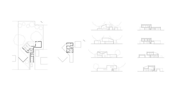 Implantés sur un terrain arboré, les volumes de la villa se morcellent, laissent et place à une large ouverture sur le jardin.