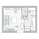 Plan niveau 2 : Sous les toits, l’univers des parents avec une chambre aménagée comme une suite d’un bel hôtel.