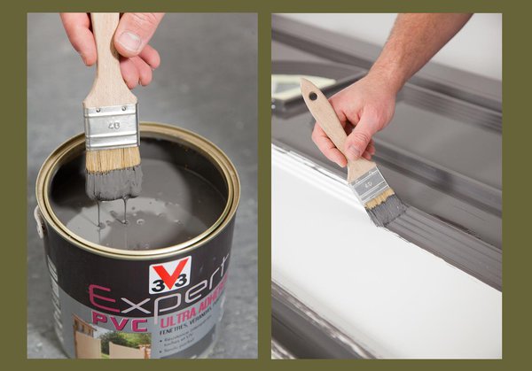 Etape 6 : pour l’application de la peinture sur les angles et les bordures, prendre à nouveau le pinceau.