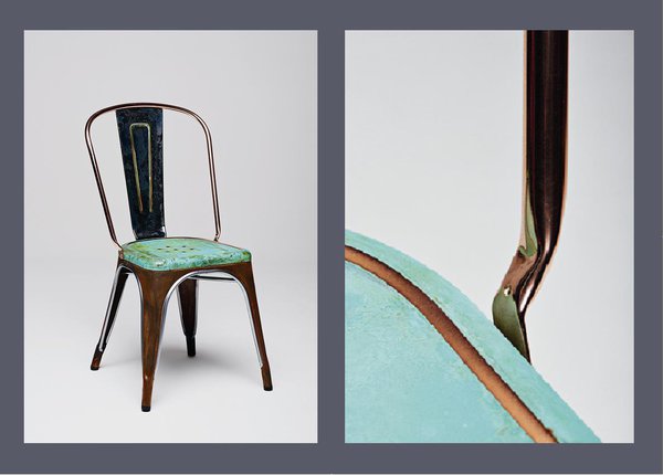 Lex Pott et sa chaise A tricolore, nous invite à découvrir une nouvelle facette de la chaise : un mélange de modernité et d’usure « naturelle » qui lui donne du cachet.