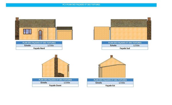 Exemple des futures façades et toitures afin de représenter l'aspect extérieur du projet sous toutes ses faces.