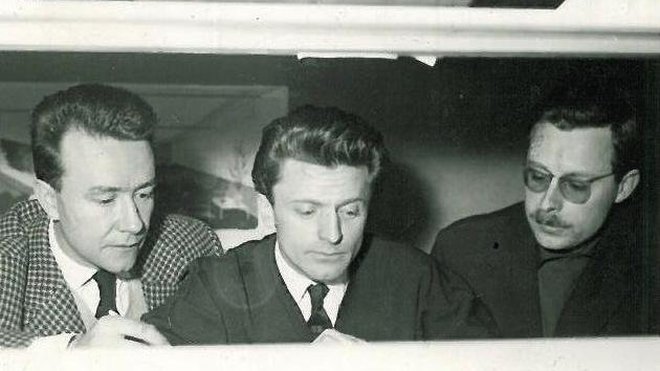 Michel Mortier, à droite, avec ses deux complices de l’ARP. A gauche, Joseph-André Motte. Au centre, Pierre Guariche.