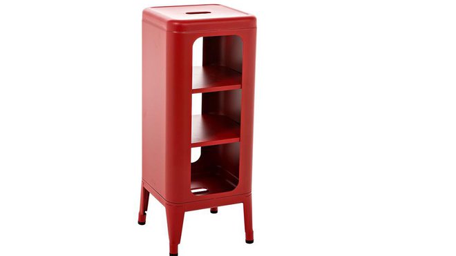 Tolix vous propose une petite étagère rouge pompier en acier, dans laquelle vos enfants pourront y ranger leurs petites affaires.