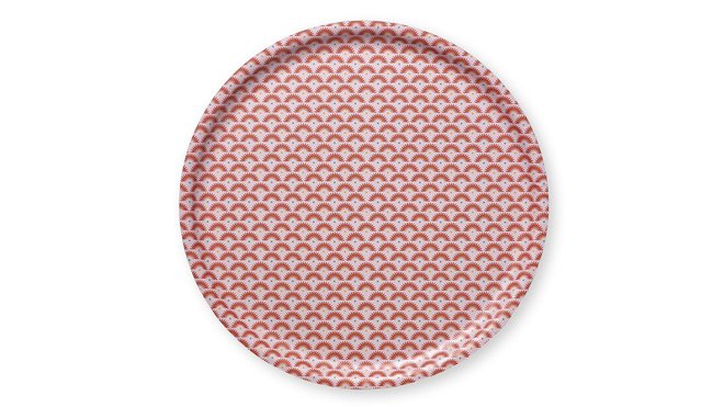 Un motif géométrique et de la couleur. Ce plateau est en bouleau. Diamètre 35 cm. 30,90 €. Mini Labo.