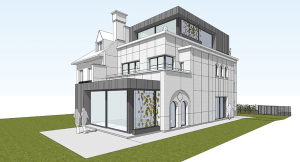 Une nouvelle annexe au rez-de-chaussée, traitée de la même manière que l’annexe en toiture, a permis d’agrandir et d’ouvrir le salon.