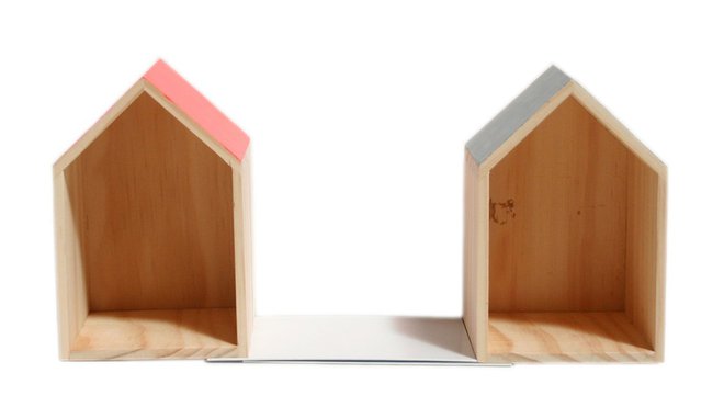 Pour animer la bibliothèque un serre-livres Maison en bois et métal. 10 x 10 x 15 cm. 27,50 €. Bianca and Family.