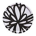 Fleuri, un plateau en mélaminé. Diamètre 31 cm. Fabriqué en France. 27,50 €. Plateau Organik. Milieo.