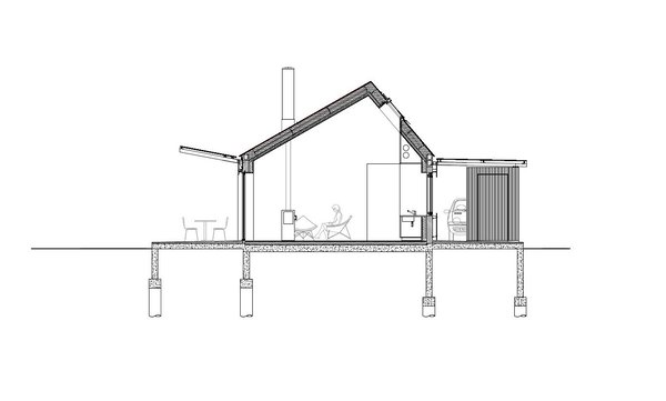 La maison est construite en fondation semi-profonde sur sol argileux. Pratique, la voiture est garée le plus près possible de l’entrée, au nord-ouest.