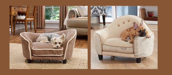 The Posh Puppy Boutique propose de nombreux dogbeds luxueux. Lavables en machine, et en accord avec le reste de la décoration, ces lits canins confortables et pratiques (certains ont en outre des poches pour ranger les jouets de votre animal) vous coûteront entre $ 168 et $ 220.