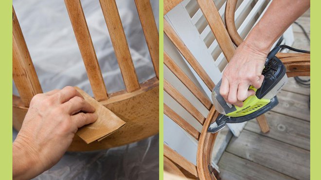 Etape 1 : dans un premier temps, poncez l’ensemble du siège avec un papier de verre. Une ponceuse avec un embout fin peut aider pour atteindre des zones difficiles. Une fois le ponçage effectué, dépoussiérez à l’aide d’un chiffon.