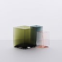 Chaise Officina pour Magis (2015) et modèle Belleville pour Vitra (2015). Vases Ruutu pour Iittala (2014).