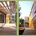 Le balcon-terrasse supérieur prolonge une grande pièce à vivre largement ouverte sur l’extérieur, grâce un large baie vitrée. Les rez-de-chaussée et premier étage profitent désormais d’une terrasse protégée du soleil.