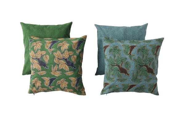 Housses de coussin motifs à associer, 50 x 50 cm, 4,95 €, l’une.