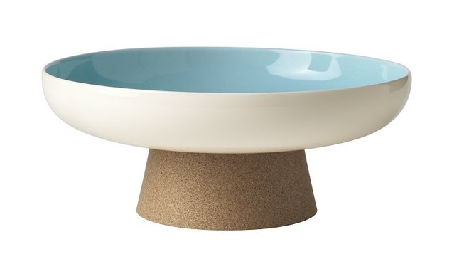 Coupe à fruits ou saladier, en liège et faïence, support amovible, D.31 cm, 19,95 €.