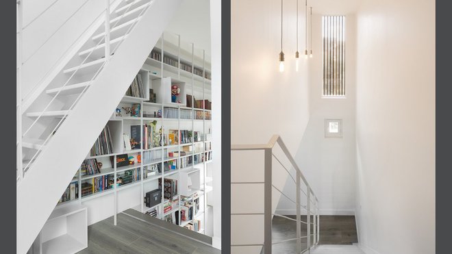 La généreuse trémie d’escalier possède une grande ouverture qui éclaire le cœur de la maison. La généreuse trémie d’escalier possède une grande ouverture qui éclaire le cœur de la maison.