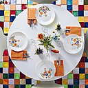 Encore un thème floral pour la vaisselle nouvelle génération d’Arcopal. Sur une base blanche immaculée, les fleurs aux couleurs vives animent cette gamme pour des repas dynamiques au quotidien. Le service Celena est au prix de 12,99 € pour 12 pièces et 19,99 € pour 18 pièces.