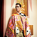 Patchwork graphique pour ce Poncho, dessiné par Rudi Gernreich and Alexander Girard pour le restaurant La Fonda del Sol, conçu par Alexander Girard, New York, USA en 1961.