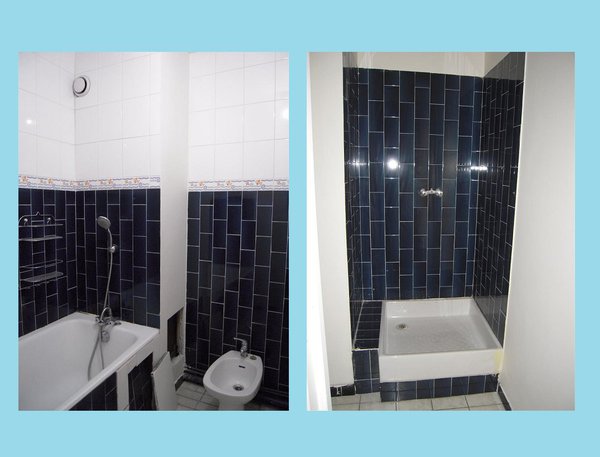 Avant : la salle de bains possédait ses équipements sanitaires dépassés.