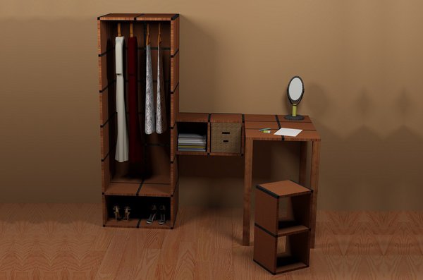 Quelques planches plus tard une penderie et un bureau voyaient le jour.